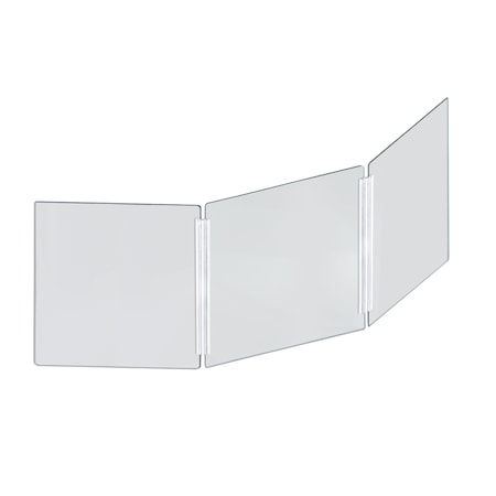 Azar Displays Medium Tri Fold Clear Acrylic Plexiglass Shield PPE 53.5 inx23.5 in 176192-100